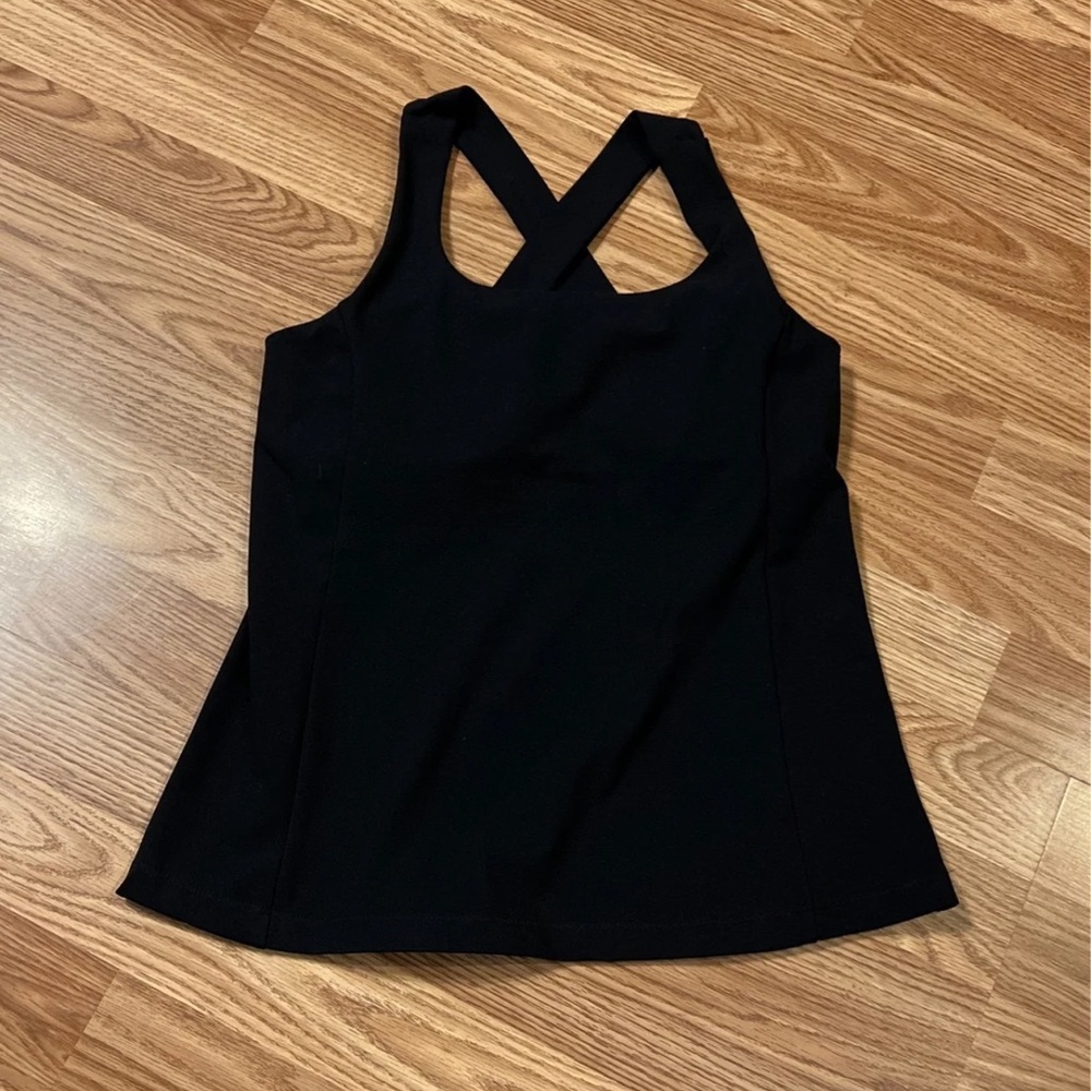 Womens MTA sport tank top with built in bra - black- medium